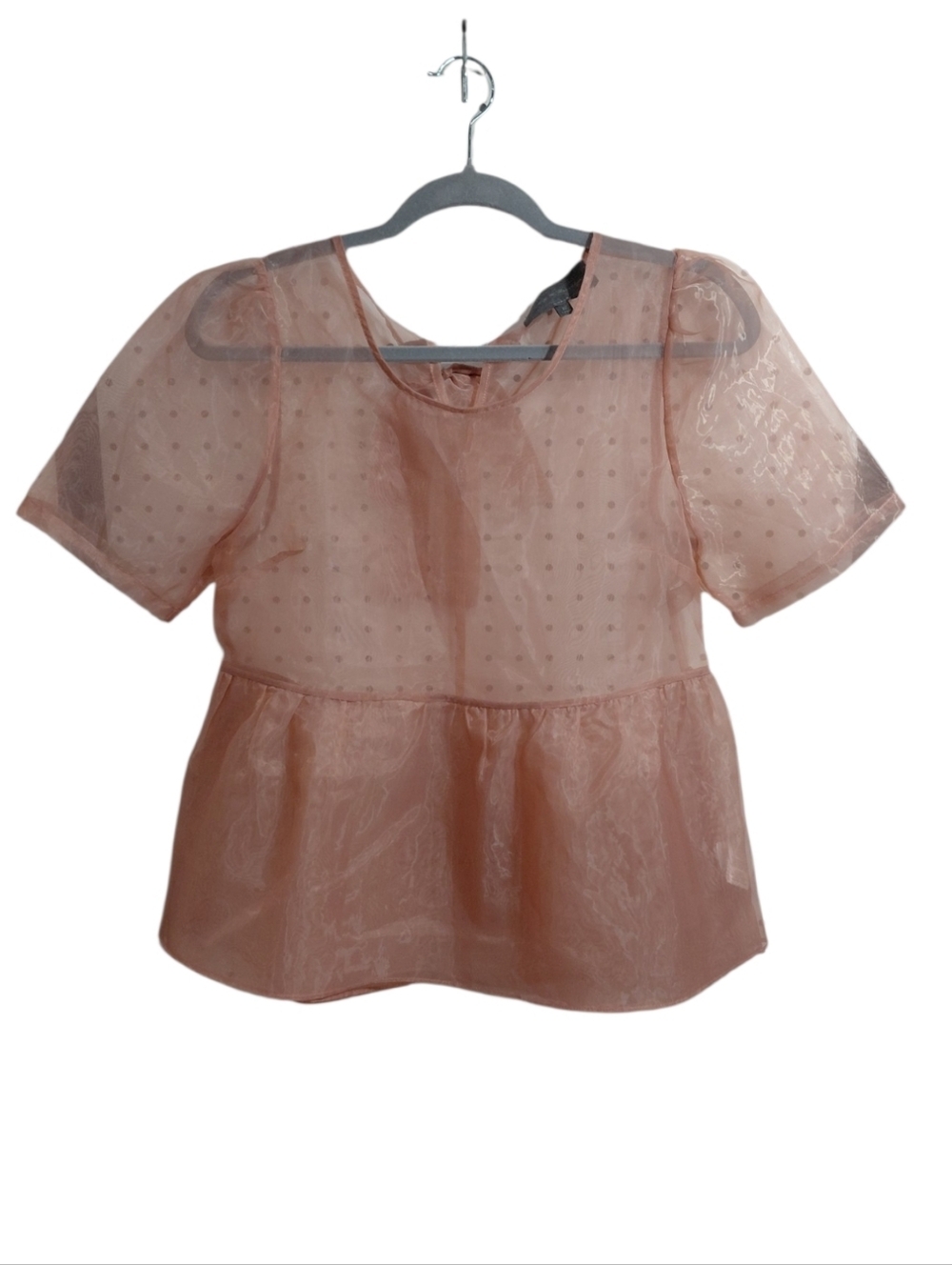 Sunday in Brooklyn Peach Puff Organza Peplum Blouse